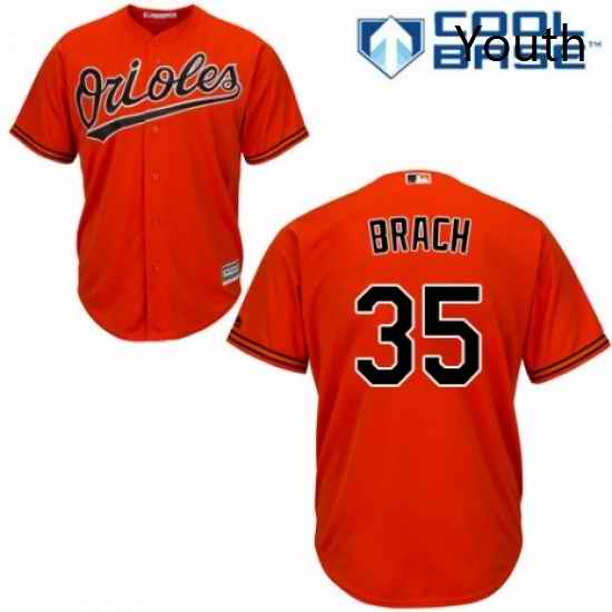 Youth Majestic Baltimore Orioles 35 Brad Brach Authentic Orange Alternate Cool Base MLB Jersey